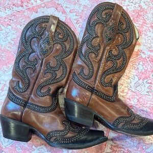 Brown and Black Western Cowboy Boots